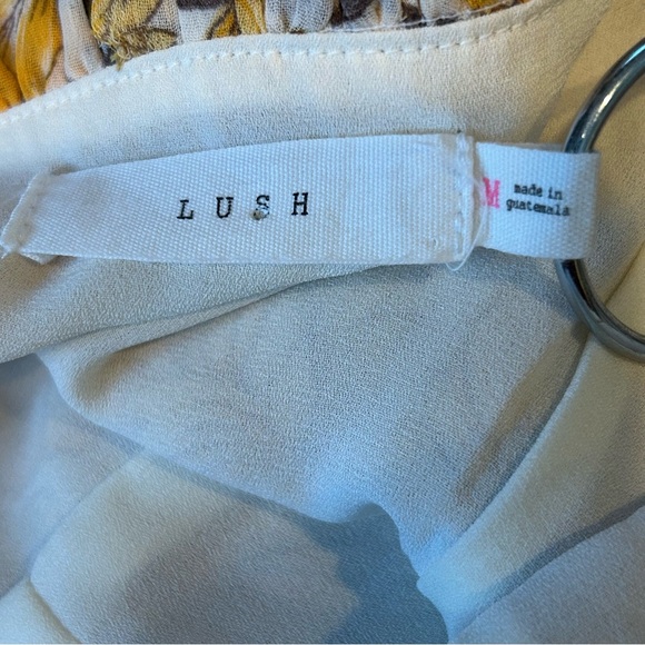 Lush Womens Floral Mini Dress Sundress Yellow Spaghetti Strap Lined Medium Boho - Picture 7 of 10